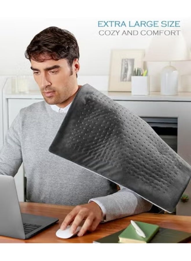 وسادة تدفئة كهربائية عملاقة (XXXL) لآلام الظهر والتقلصات، مفرش حراري مقاس 17 × 33 بوصة بشاشة رقمية LCD و6 مستويات للحرارة – نعومة فائقة مع خاصية الفصل التلقائي - Image 5